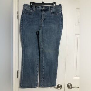 NYDJ Marilyn Straight Leg Jeans in‎ Medium Blue Wash women’s size 14 lift tuck